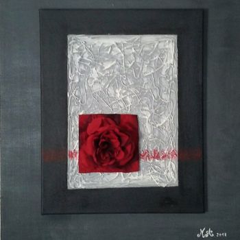 Painting titled "Carré-Rose" by Marie Andevert, Original Artwork