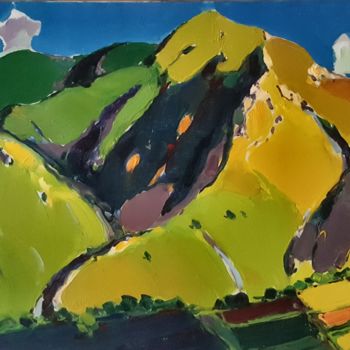 Painting titled "The mountains" by Mher Chatinyan, Original Artwork, Oil