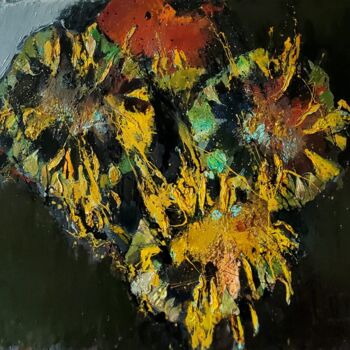 Painting titled "Sunflowers" by Mher Chatinyan, Original Artwork, Oil