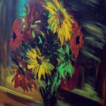 Pintura titulada "Gerber Flowers" por Michelle Hilton, Obra de arte original, Oleo