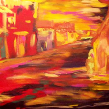 Pintura titulada "Artists Siesta Town" por Michelle Hilton, Obra de arte original, Oleo