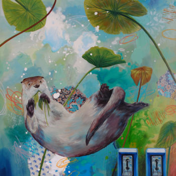 Schilderij getiteld "Appel Loutre-Mer" door Marie-Hélène Pelletier, Origineel Kunstwerk, Acryl