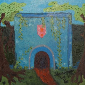 Painting titled "The mystical entran…" by Mariia Khudobina, Original Artwork, Oil