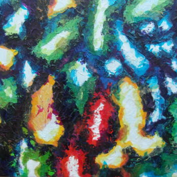 Malerei mit dem Titel "Le bleu et le rouge" von Mi-Guel, Original-Kunstwerk, Öl