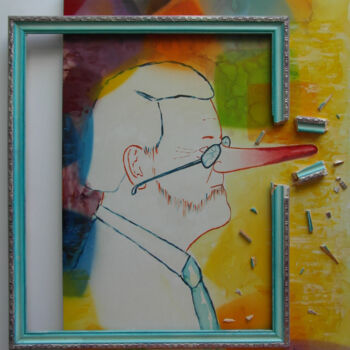 Картина под названием "Le coup de frein de…" - Mi-Guel, Подлинное произведение искусства, Рисунок распылителем краски