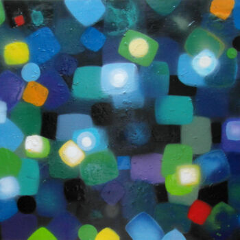 Pintura titulada "Le bleu et le vert" por Mi-Guel, Obra de arte original, Pintura al aerosol