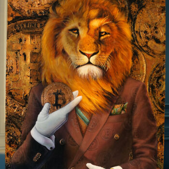 Schilderij getiteld "Crypto Lion" door Mi6el_art, Origineel Kunstwerk, Acryl