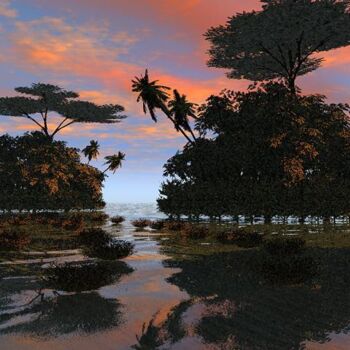 Arts numériques intitulée "green islands" par Mia Doma, Œuvre d'art originale, Autre