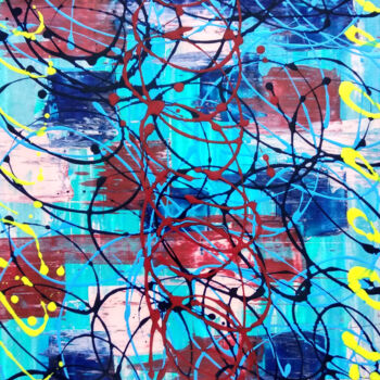 Schilderij getiteld "Pollock Inspired Co…" door Mia Phlor, Origineel Kunstwerk, Acryl