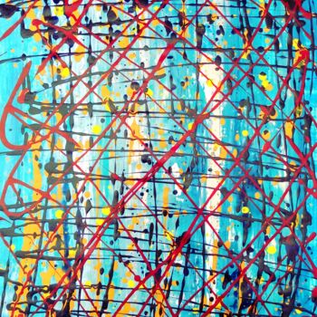 Ζωγραφική με τίτλο "Pollock Inspired Co…" από Mia Phlor, Αυθεντικά έργα τέχνης, Ακρυλικό