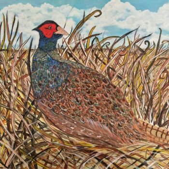 Painting titled "Pheasant" by Tracey Lee Cassin, Original Artwork, Oil