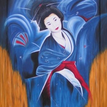 Peinture intitulée "Rêve de Geisha" par Chrystel Mialet, Œuvre d'art originale, Huile