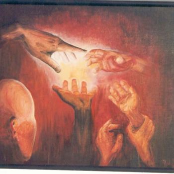 Painting titled "les mains" by Mica, Original Artwork