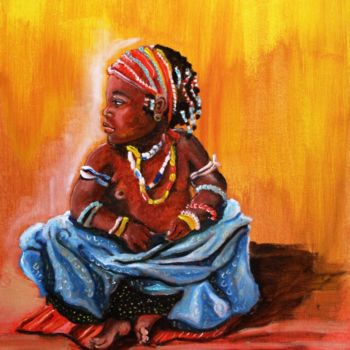 Картина под названием "Ghana piccola Anima" - Micaela Zannoni, Подлинное произведение искусства, Масло
