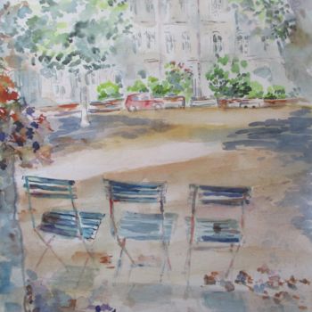 Pintura titulada "Les 3 chaises" por Marie Claude Laurent, Obra de arte original, Acuarela