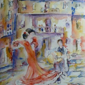 Pintura titulada "La danseuse espagno…" por Marie Claude Laurent, Obra de arte original