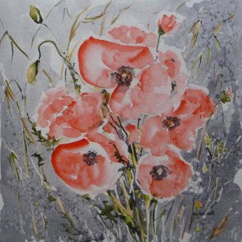 Pintura titulada "rouge et gris" por Marie Claude Laurent, Obra de arte original
