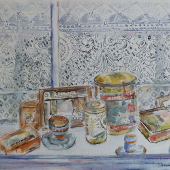 绘画 标题为“En vitrine” 由Marie Claude Laurent, 原创艺术品, 水彩