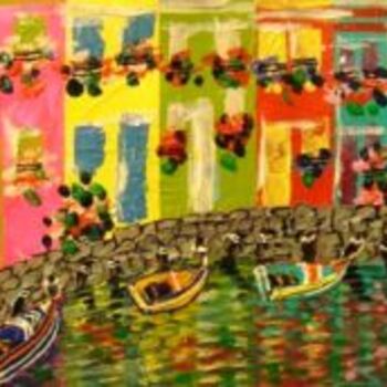 Pintura intitulada "Rua colorida" por Micéu Nunes, Obras de arte originais