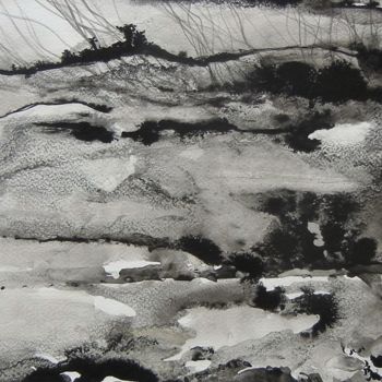 Peinture intitulée "lande noire" par Dominique Kuehn, Œuvre d'art originale, Aquarelle
