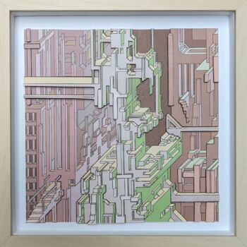 Collages intitolato "City Expansion Voxe…" da Michaël Aubanel, Opera d'arte originale, Collages Montato su Altro pannello ri…