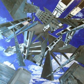 Peinture intitulée "Puzzle No 1 Urban" par Michael B. Sky, Œuvre d'art originale, Huile