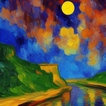 Digital Arts titled "River at night" by Michael C Bertsch, Original Artwork, 2D Digital Work