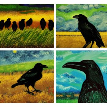 Arts numériques intitulée "Crows in Fields" par Michael C Bertsch, Œuvre d'art originale, Travail numérique 2D