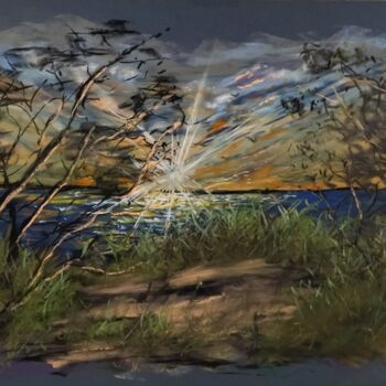 Pintura titulada "Lever de soleil sur…" por Michael Calon, Obra de arte original, Pastel