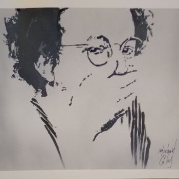 Painting titled "Coluche" by Michael Calon, Original Artwork, Acrylic