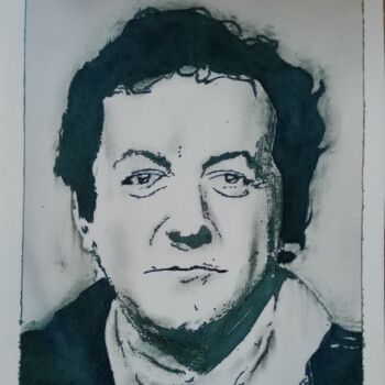 Painting titled "Coluche 2" by Michael Calon, Original Artwork, Ink
