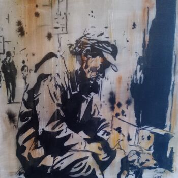 绘画 标题为“Le soldat” 由Michael Calon, 原创艺术品, 墨 安装在木质担架架上