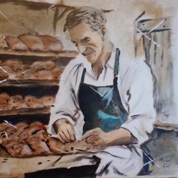 Peinture intitulée "Le boulanger" par Michael Calon, Œuvre d'art originale, Acrylique Monté sur Châssis en bois