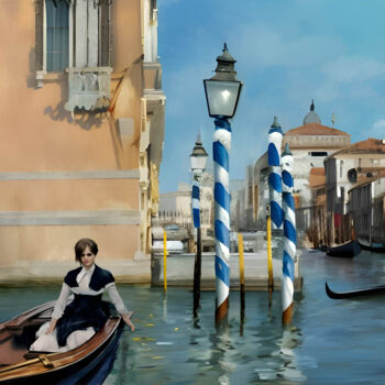 Painting titled "Grand Canal in Veni…" by Michael Cheung, Original Artwork, Acrylic Mounted on Wood Stretcher frame