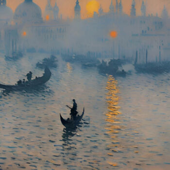 Painting titled "Impression Sunrise…" by Michael Cheung, Original Artwork, Acrylic Mounted on Wood Stretcher frame