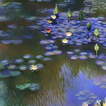 Картина под названием "Lotus in bloom" - Michael Cheung, Подлинное произведение искусства, Акрил Установлен на Деревянная ра…