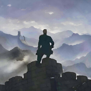 「Great Wall」というタイトルの絵画 Michael Cheungによって, オリジナルのアートワーク, アクリル ウッドストレッチャーフレームにマウント