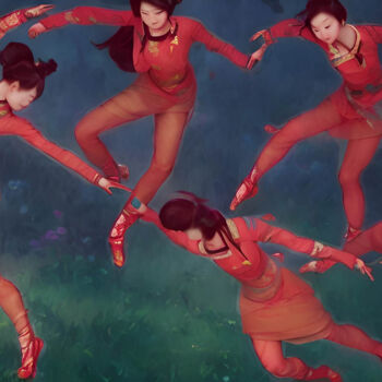 제목이 "Dance Retro"인 미술작품 Michael Cheung로, 원작, 아크릴 나무 들것 프레임에 장착됨