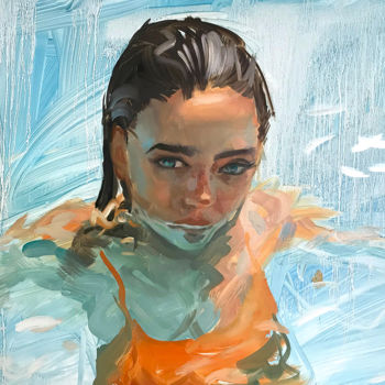 Pintura titulada "Swim" por Michael Connors, Obra de arte original, Oleo