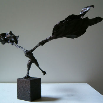 Sculpture titled "l'hélifeuilleptère" by Michael Dumont, Original Artwork, Metals