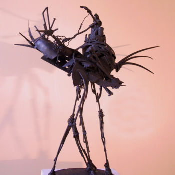 Sculpture titled "Le dresseur d'oisea…" by Michael Dumont, Original Artwork, Metals