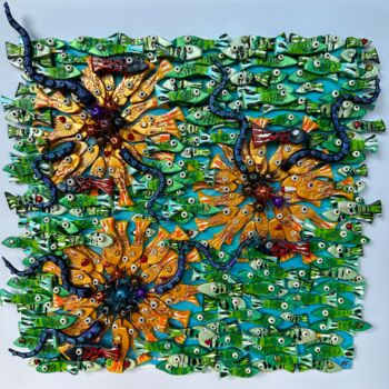 Painting titled "Sunflowers & Ladybe…" by Michael Fantozzi, Original Artwork, Acrylic