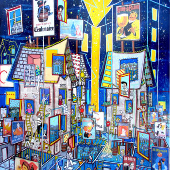 Картина под названием "Villes en ville" - Michael Hebert, Подлинное произведение искусства, Акрил Установлен на Деревянная р…