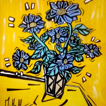 Peinture intitulée "Fleurs en vie" par Michael Hebert, Œuvre d'art originale, Acrylique Monté sur Châssis en bois