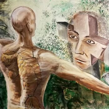 Pintura intitulada "L'homme avec le cyp…" por Michael Jiliak, Obras de arte originais, Acrílico