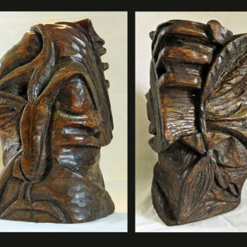 Sculpture intitulée "FEOFFEES HEAD" par Michael Lawrence, Œuvre d'art originale, Bois