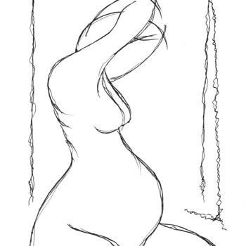 Drawing titled "Third Trimester" by Michael Lawrence, Original Artwork, Ink Mounted on Cardboard