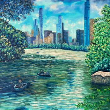 Peinture intitulée "Central park" par Michael Le Lann, Œuvre d'art originale, Huile Monté sur Châssis en bois
