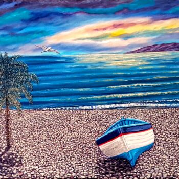 Картина под названием "bord de mer, Cros d…" - Michael Le Lann, Подлинное произведение искусства, Масло Установлен на Деревя…