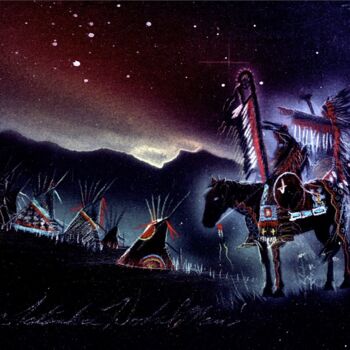 "Crazy Horse & Sitti…" başlıklı Tablo Michael Lee Willcuts tarafından, Orijinal sanat, Hava fırçası
